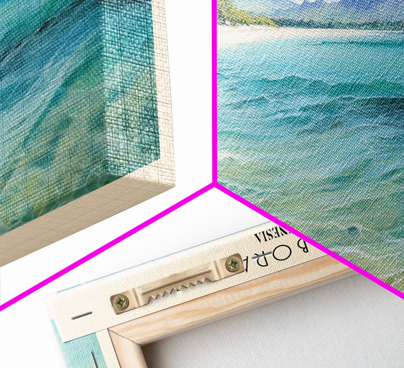Bora Bora Travel Art Framed Canvas Print, COUNTRY Wall Decor, Home Decor, Travel Poster, Vintage Wall Art, Watercolor Painting