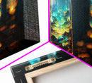 Miniature world in a bottle canvas print, high fantasy wall art, magical wall art, ready to hang wall art