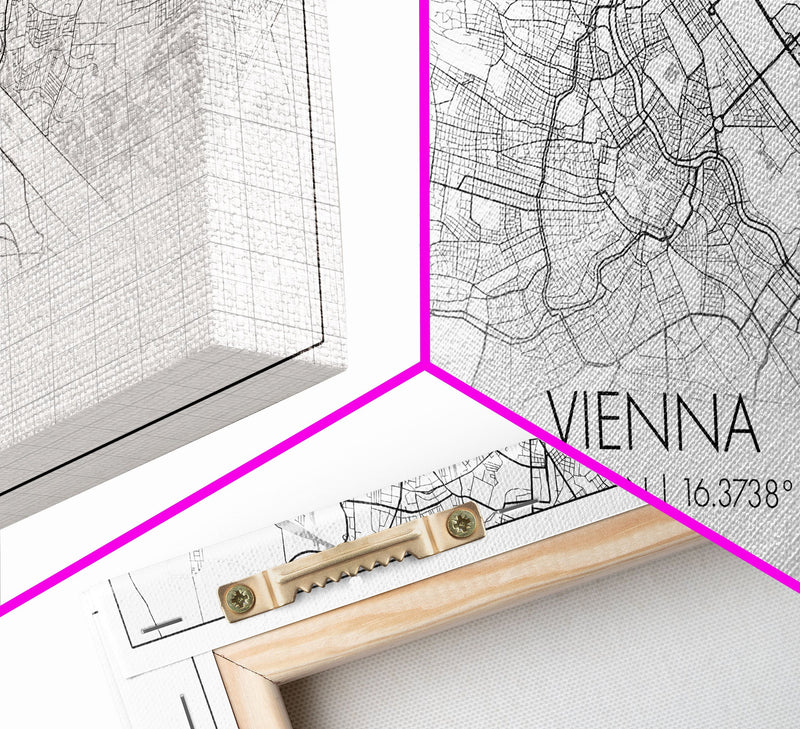 Vienna City Map, Austria Art, Map Print, Modern Wall Art, Wall Art, Canvas Art, European Wall Art, Unique Wall DÃ©cor, Home Office Art