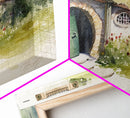 The Shire Oil Painting Print, Framed Wall Art, Hobbitcore Decor, Hobbit Hole Landscape Painting Print, Rings, Fantasy Painting
