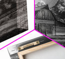 Old Barn Wall Art, Framed Canvas Print or Metal Art, Rustic Homestead Framed Canvas Art, Vintage Old Barn Black and White Wall Art