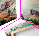 Cowboy Gazing Over Expansive Desert, Boho Western Landscape Art, Framed Canvas Print, Living Room Wall Decor, Rustic Country Style