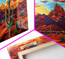 Serene Desert Sunset with Water Reflection, Framed Canvas Print for Bedroom Art, Ideal for Boho and Southwestern Decor