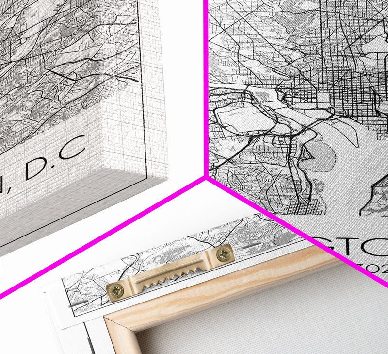 Washington DC Street Map, District Of Columbia Map, City Map Print, Minimalist Art, Wall Art, Canvas Print, Best Friend Gifts, Travel Art