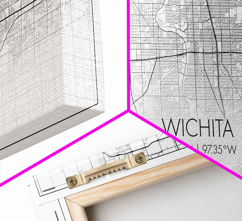 Wichita City Map, Kansas Art, Map Print, Modern Wall Art, Wall Art, Canvas Art, Best Friend Gifts, College Dorm DÃ©cor, Modern House Art