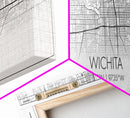 Panoramic Wichita City Map, Kansas Art, Map Print, Minimalist Wall Art, Canvas Art, Housewarming Gift, Street Map Art, Closing Gift