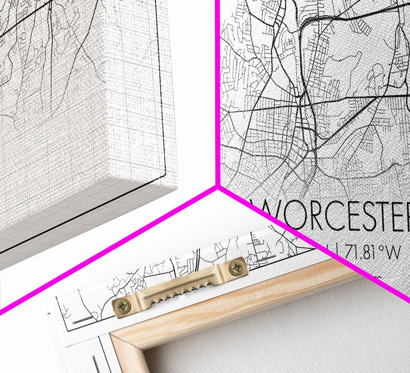 Worcester City Map, Massachusetts Art, Map Print, Modern Wall Art, Wall Art, Canvas Art, Dining Room DÃ©cor, Boho Wall Art, Prints Wall Art