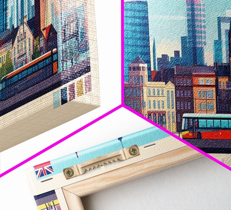 Birmingham, England Travel Poster Panoramic Canvas Print, Birmingham, England Painting, England Art, Birmingham Travel Art, Guest Room Painting