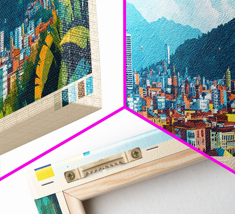 Bogota, Colombia Travel Poster Panoramic Canvas Print, Bogota, Colombia Painting, Colombia Art, Bogota Travel Art, Guest Room Painting