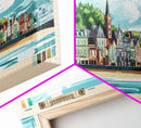 Bray, Ireland Panoramic Travel Poster Canvas Print, Bray, Ireland Painting, Ireland Art, Bray Travel Art, Guest Room Painting