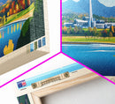Canberra, Australia Panoramic Travel Poster Canvas Print, Canberra, Australia Painting, Australia Art, Canberra Travel Art, Guest Room Painting