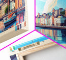 Cork, Ireland Panoramic Travel Poster Canvas Print, Cork, Ireland Painting, Ireland Art, Cork Travel Art, Living Room Painting