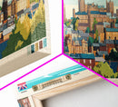Lancaster, England Travel Poster Panoramic Canvas Print, Lancaster, England Painting, England Art, Lancaster Travel Art, Guest Room Painting