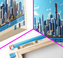 Toronto, Canada Panoramic Travel Poster Canvas Print, Toronto, Canada Painting, Canada Art, Toronto Travel Art, Living Room Painting