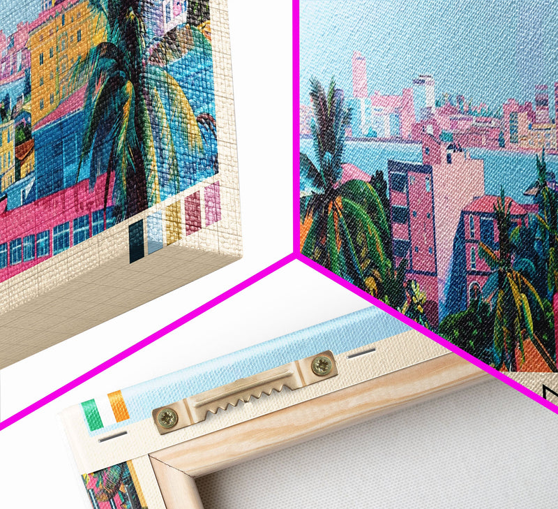 Abidjan, Ivory Coast Panoramic Canvas Print, Abidjan, Ivory Coast Painting, Ivory Coast Art, Abidjan Travel Poster, Travel Art, Living Room Painting