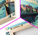 Derry City, Ireland Panoramic Canvas Print, Derry City, Ireland Painting, Ireland Art, Derry City Travel Poster, Travel Art, Living Room Painting