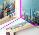 Mumbai, India Panoramic Canvas Print, Mumbai, India Painting, India Art, Mumbai Travel Poster, Travel Art, Guest Room Painting