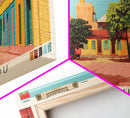 Ouagadougou, Burkina Faso Panoramic Canvas Print, Ouagadougou, Burkina Faso Painting, Burkina Faso Art, Ouagadougou Travel Poster, Travel Art, Guest Room Painting