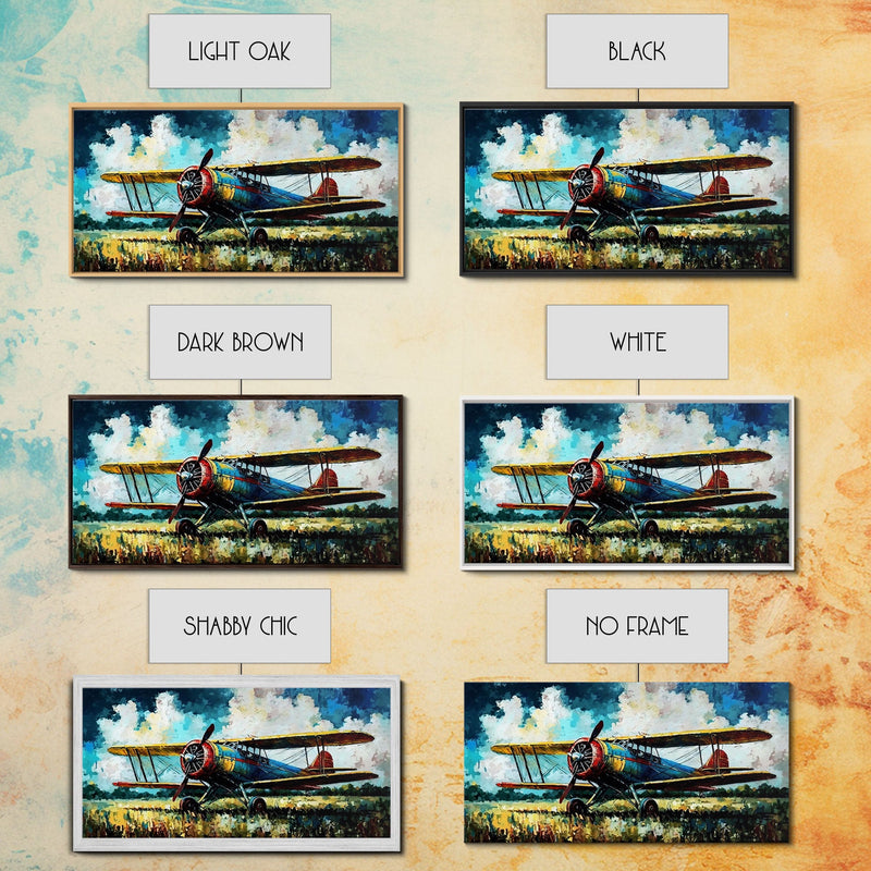 Aeroplane Art, Antique Airplane Painting Canvas Print, Framed Canvas Art, Above Sofa Art, Gift for RC Plane Pilot, Retro Plane Art