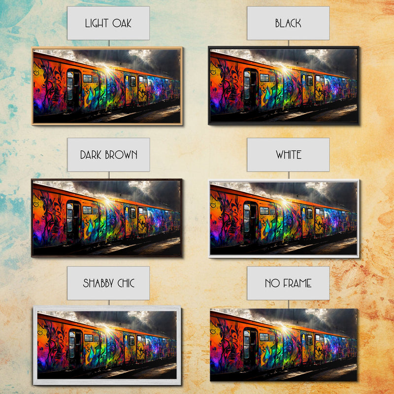 Box car graffiti art, wall decor, train box car, ready to hang canvas print wall art, rainbow train wall art