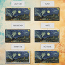 Starry Night Inspired Haunted Steam Train, Framed Canvas Print, Spooky Halloween Wall Art