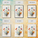 Colorful wildflowers, beautiful floral art, framed canvas print