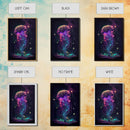 Bioluminescent Cosmic Jellyfish against a Starry night sky, JellyFish Art, Framed Canvas Print, synthwave style art
