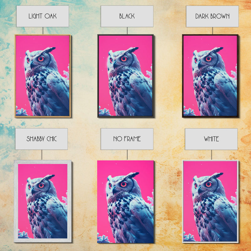 Bird Art, Owl Wall Print, Animal Art Print, Abstract Art, Animal Portrait, Pink Art, Framed Wall Art, Framed Canvas, Wall Print, Wall Canvas