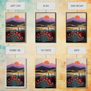 Boho Style Mountain Landscape, Minimalist Art, Sunset Over The Mountains