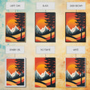 Retro Landscape Art, Sunset Over The Mountains, Framed Canvas Print, Minimalist Pop Art, Above Sofa Living Room Art, Entryway Art