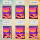 Retro Outrun Style Desert Landscape Print, Framed Canvas Art, Synthwave Style, Southwestern Decor, Western Art, Guest Room Decor
