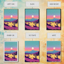 Synthwave Desert Landscape, Subdued Pastel Nature Art, Southwestern Decor, Framed Canvas Print, Pink and Turquoise Skies