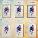 Red and Blue Vintage Style Framed Canvas Art, Vintage Floral Print, Vintage White Roses Painting, Still Life Botanical Farmhouse print,