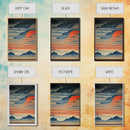 Japanese style wall art, sunrise over the mountains, canvas print, woodblock print style art, Hokusai style wall art
