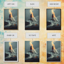 Lighthouse Oil Painting Canvas Print, Lightning striking a lighthouse during a dark stormy night, gloomy wall art