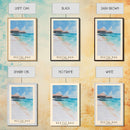 Reethi Rah, Maldives Watercolor Beach Print, Vacation Gift, Maldives Wall Art, Framed Canvas Print, Framed Beach Painting