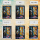 Nutcracker at Spooky Door Framed Canvas Print, Haunted Nutcracker Decor, Halloween Toy Art, Eerie Door Wall Art, Creepy Nutcracker Print