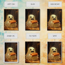 CHOMP! Cute Lil Ghost Eatin' a Dog, The Hot Dog Ghost, Haunted Hot Dog Thief, Framed Canvas Print, Halloween Art