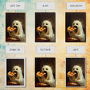 Cute Ghost Chompin on A Pizza, Ghostly Pizza Pirate, Framed Canvas Print, Funny Halloween Spooky Season Art