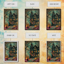 Haunted Mansion On Halloween, Framed Canvas Print, Spooky Vibes Wall Art
