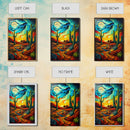Southwestern Desert Scene - Vibrant Landscape Art, Framed Canvas Print, Living Room Decor, Desert Painting, Colorful Wall Art