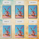 Playful Windmill Canvas Art - Framed Canvas Print, Modern Farmhouse Decor, Bright Windmill Wall Art, Vibrant Bedroom Artwork