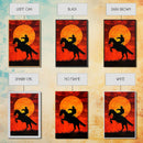 Cowboy Riding Horse into the Sunset | Framed Canvas Print | Western Silhouette Art | Rustic Cowboy Wall Art for Living Room