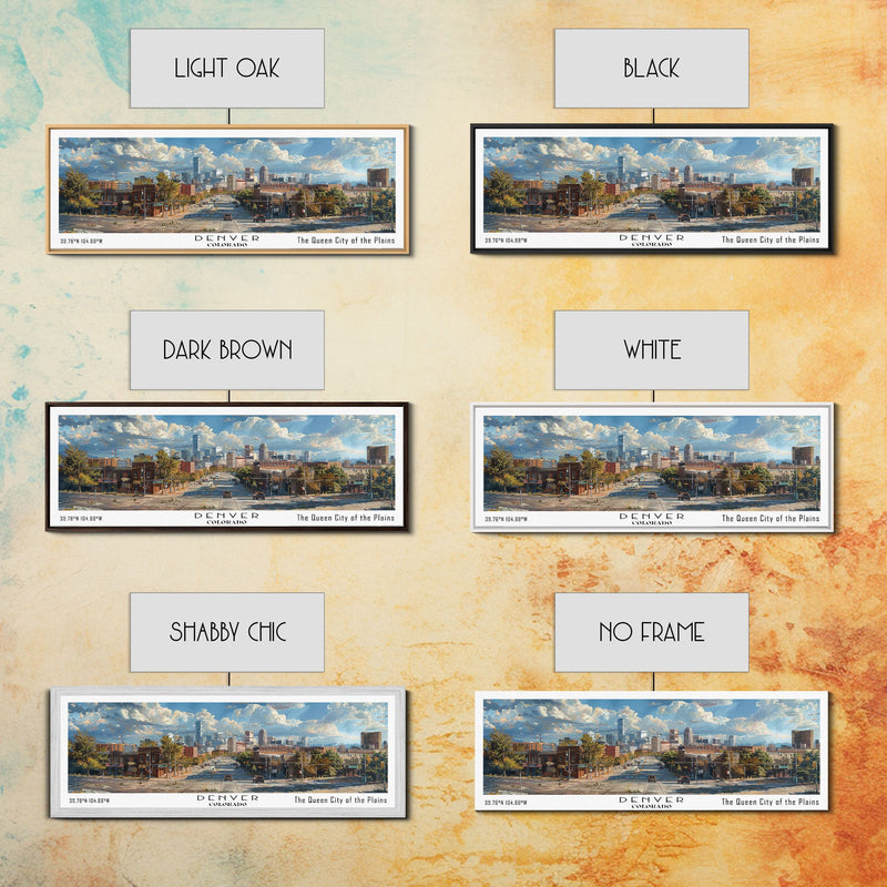 Denver Colorado Panoramic Watercolor Painting, Scenic Framed Canvas Print, Mountain City Wall Art, Travel Poster, Home Decor, Vacation Gift
