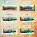Omaha Nebraska Panoramic Framed Canvas Print, Mid Century Modern Pop Art, Retro Wall Art Decor, Travel Poster Painting