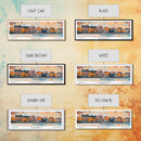 Cambridge Massachusetts Panoramic Painting, Mid Century Modern Framed Canvas Print, Retro Pop Art Travel Poster, Home Decor, City Print