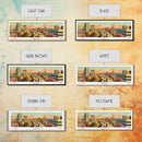 Lansing Michigan Panoramic Wall Art, Mid Century Modern Framed Canvas Print, Retro Pop Art Travel Poster, Living Room Decor