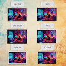 Jacked In - VR headset art, synthwave framed canvas print, cool office art