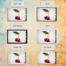 Watercolor Cherry, Still Life Paint Splatter Art, Framed Canvas Print, Fruit Art, Cherries with Stems Watercolor Painting