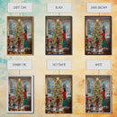 Retro Family Decorating Christmas Tree in Living Room, Classic Christmas Decor Scene, Perfect for Holiday Home, Framed Canvas Print